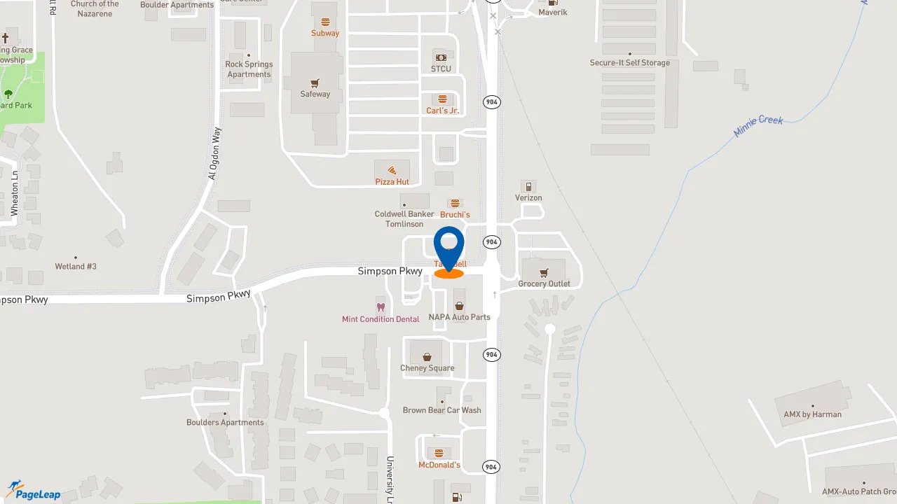 https://pageleap.com map showing location of Taco Bell in Cheney.