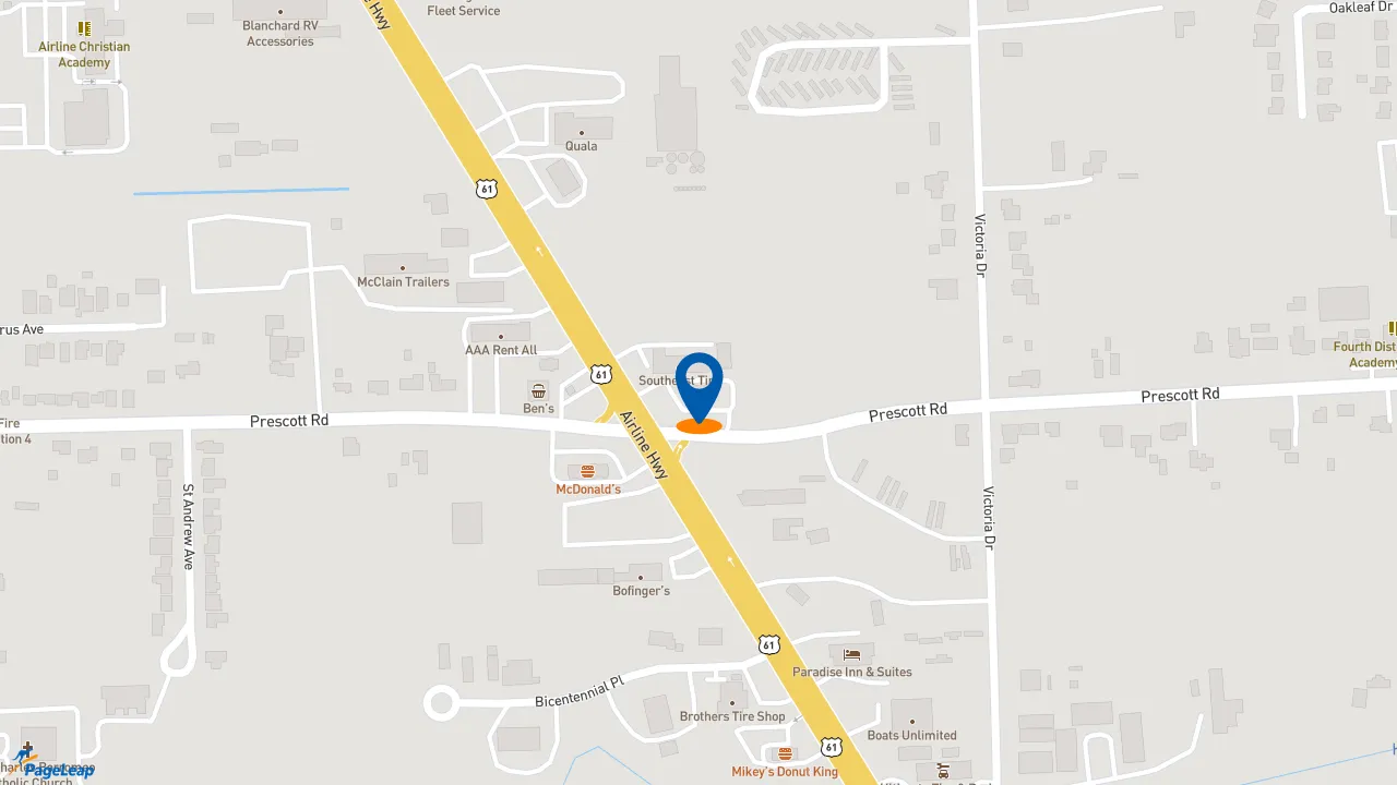 https://pageleap.com map showing location of Taco Bell in Baton Rouge.