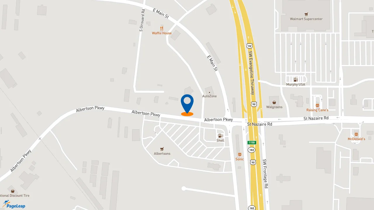 https://pageleap.com map showing location of Taco Bell in Broussard.