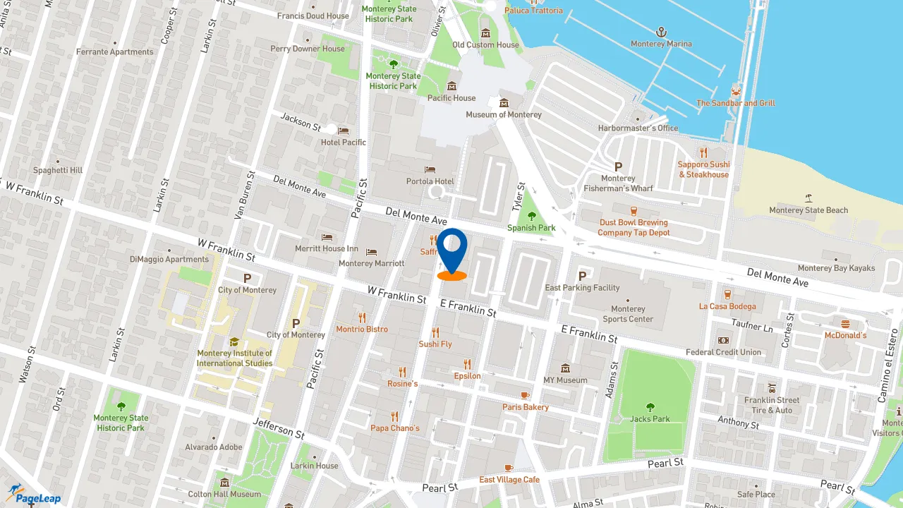 https://pageleap.com map showing location of Taco Bell in Monterey.