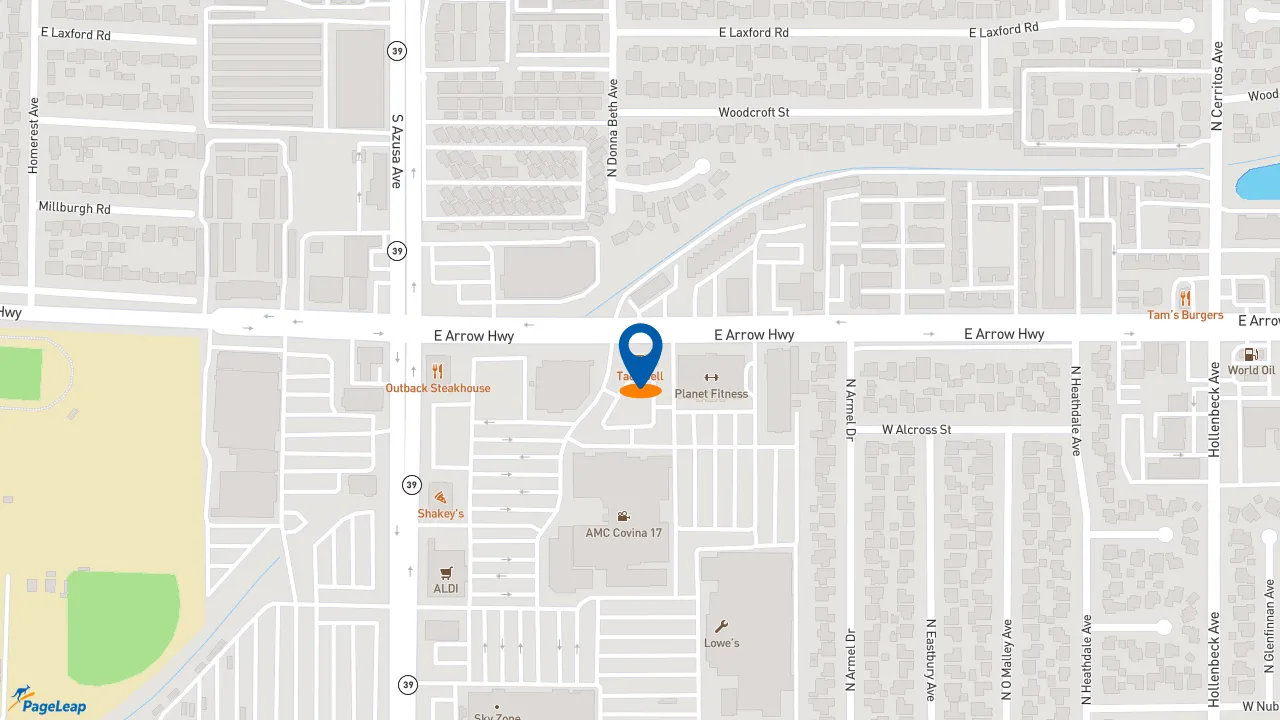 https://pageleap.com map showing location of Taco Bell in Covina.