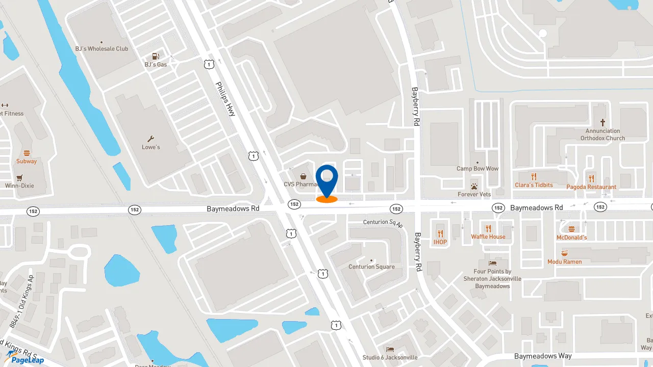 https://pageleap.com map showing location of Taco Bell in Jacksonville.