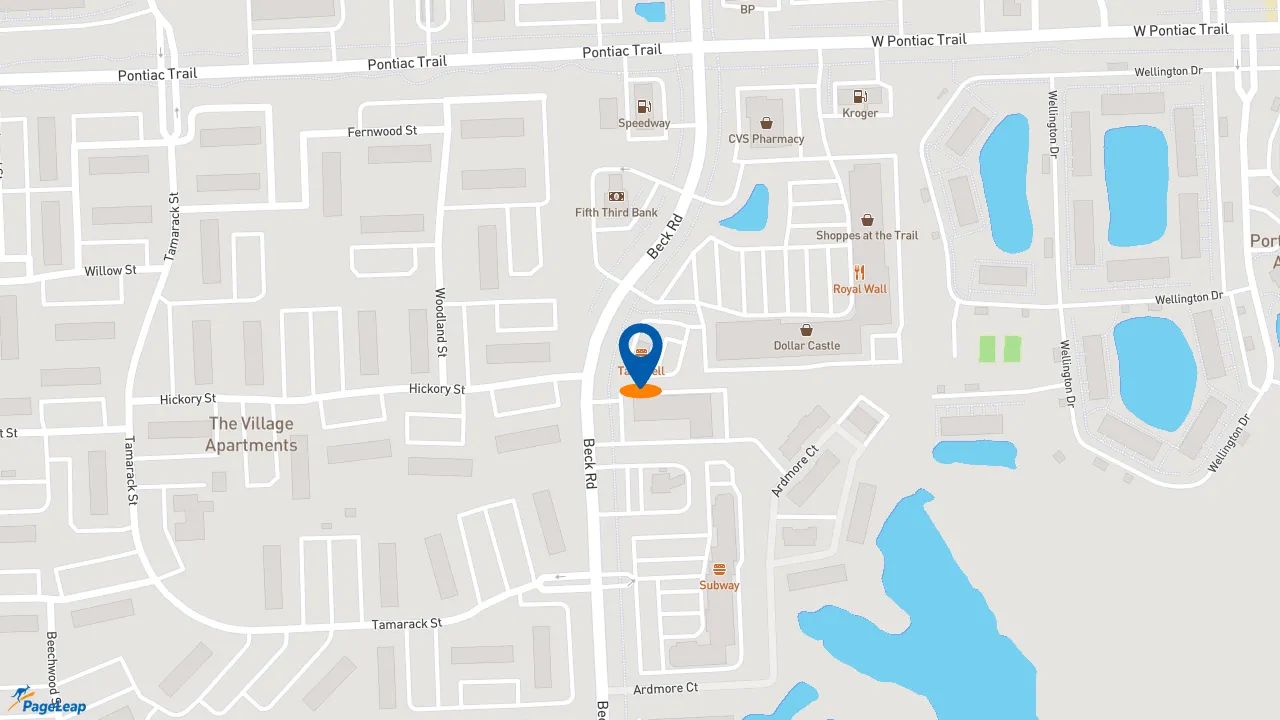 https://pageleap.com map showing location of Taco Bell in Novi.
