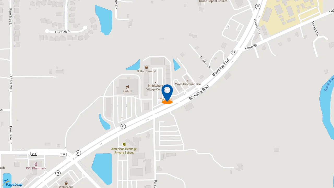 https://pageleap.com map showing location of Taco Bell in Middleburg.