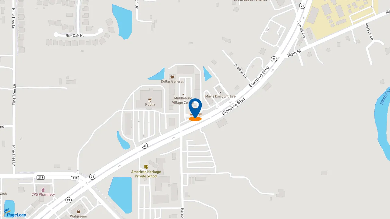 https://pageleap.com map showing location of Taco Bell in Middleburg.