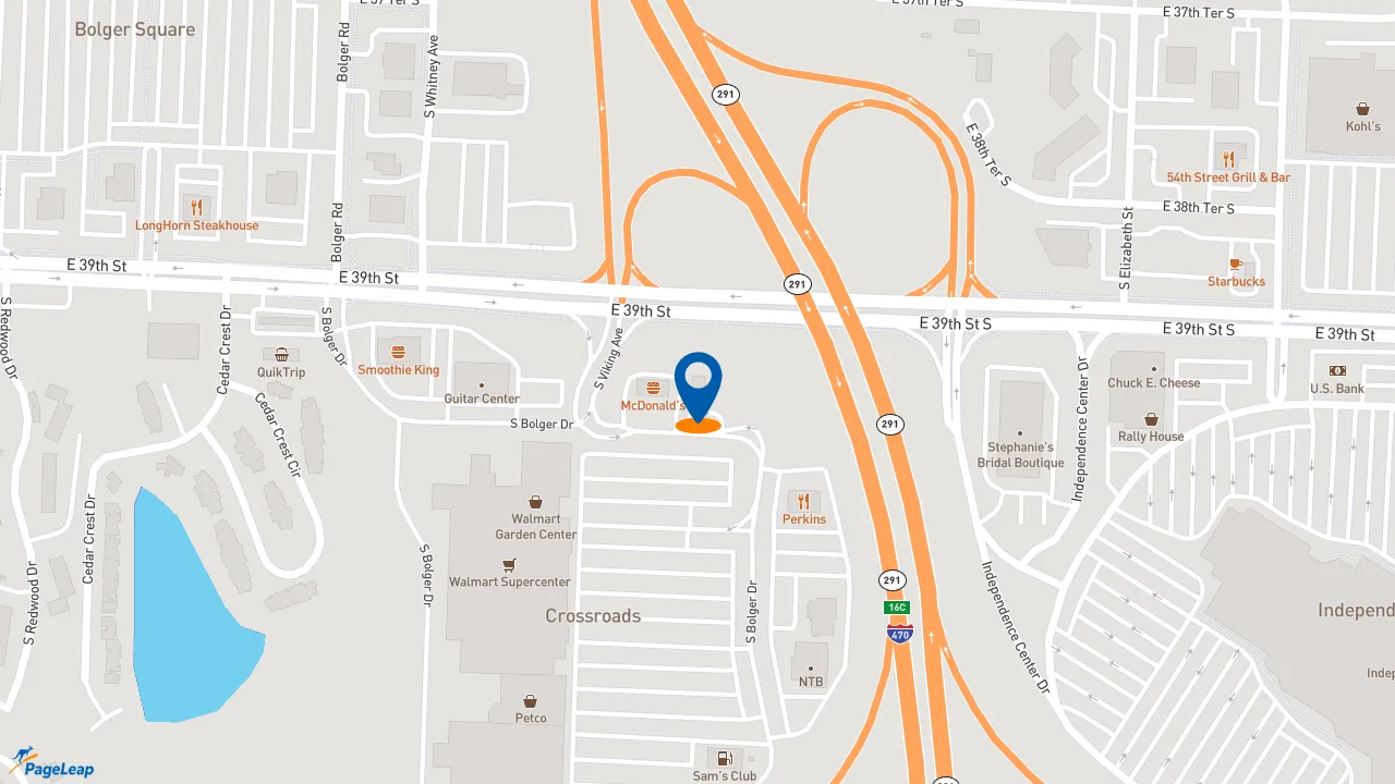 https://pageleap.com map showing location of Taco Bell in Independence.