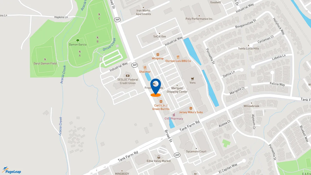 https://pageleap.com map showing location of Taco Bell in San Luis Obispo.