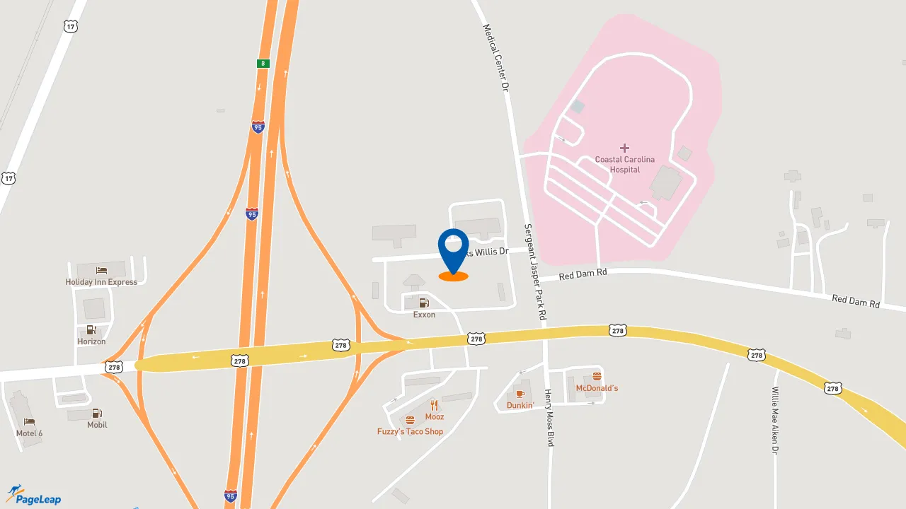 https://pageleap.com map showing location of Taco Bell in Hardeeville.