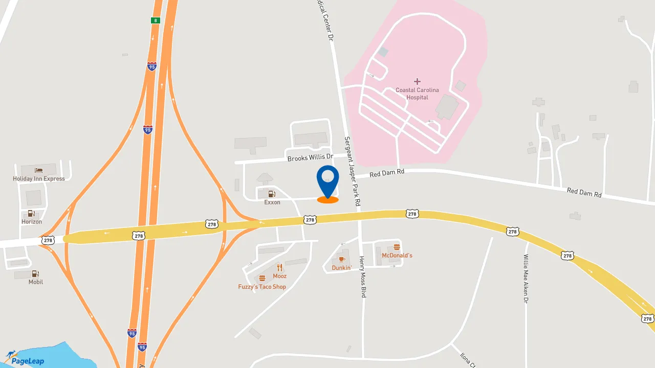 https://pageleap.com map showing location of Taco Bell in Hardeeville.