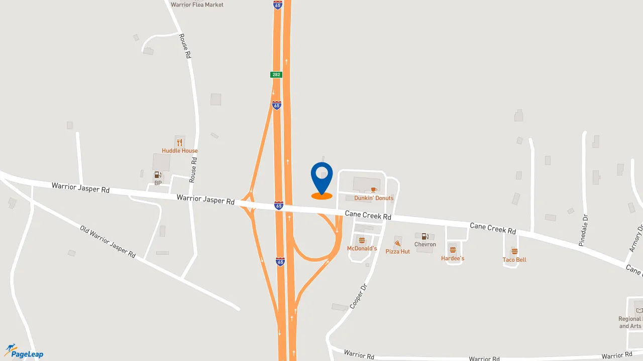 https://pageleap.com map showing location of Taco Bell in Warrior.