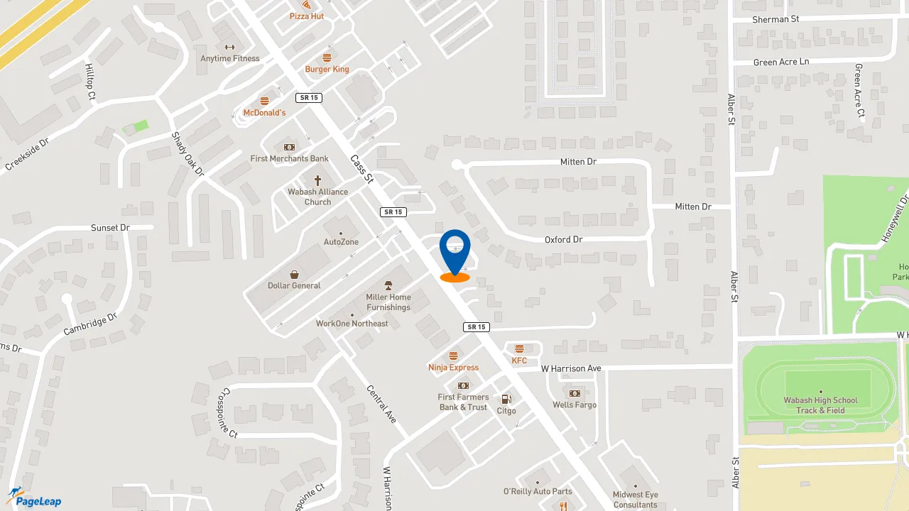 https://pageleap.com map showing location of Taco Bell in Wabash.