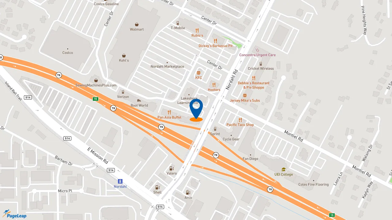 https://pageleap.com map showing location of Taco Bell in San Marcos.