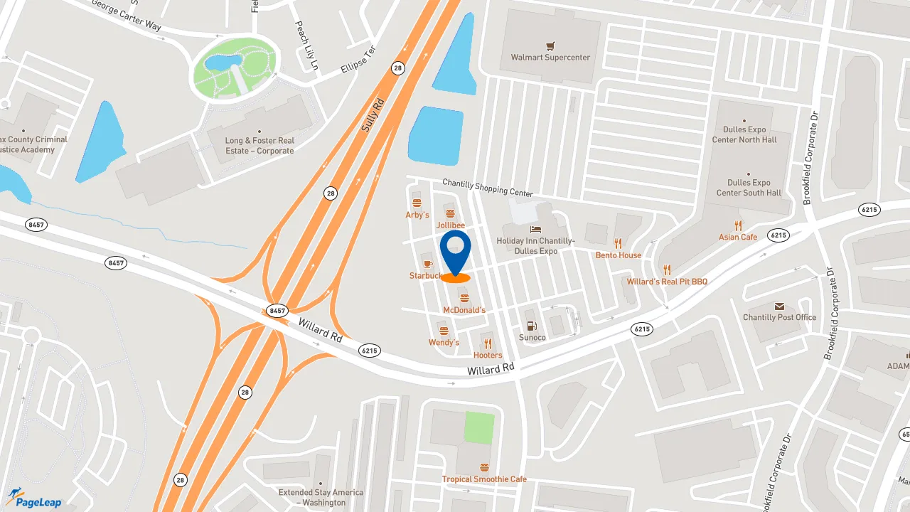 https://pageleap.com map showing location of Taco Bell in Chantilly.