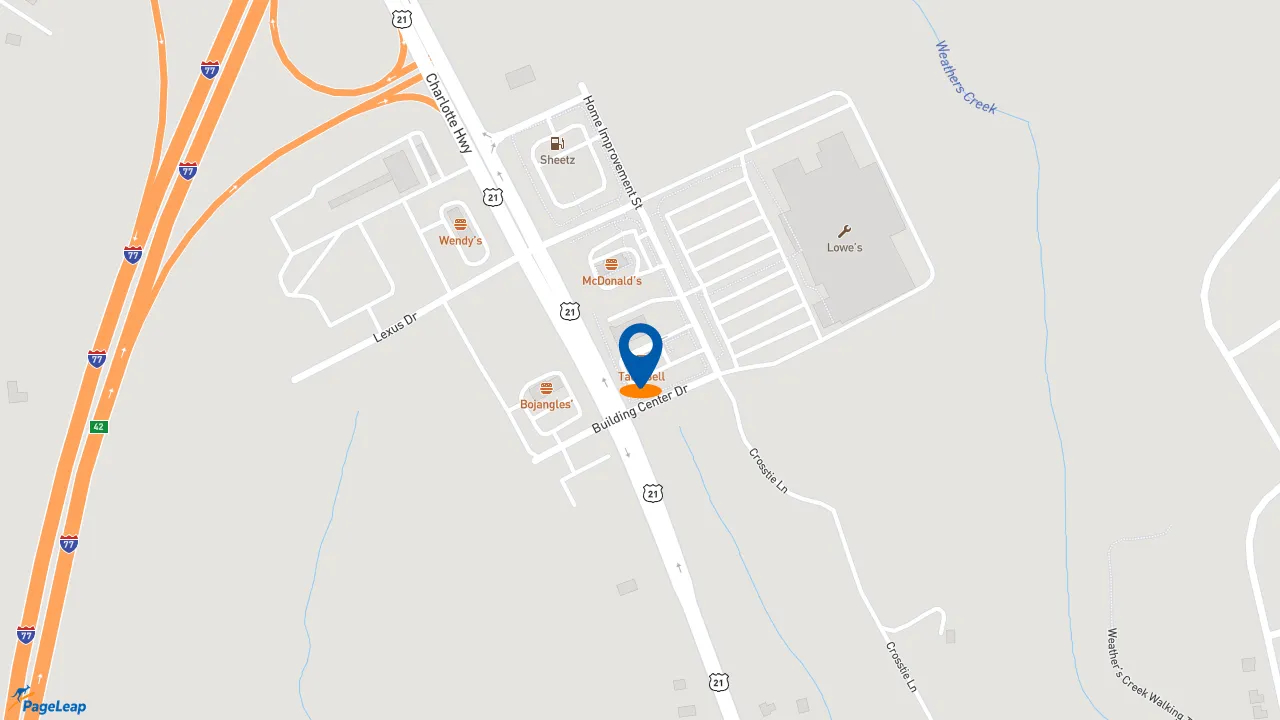PageLeap.com map showing location of Taco Bell in Troutman.