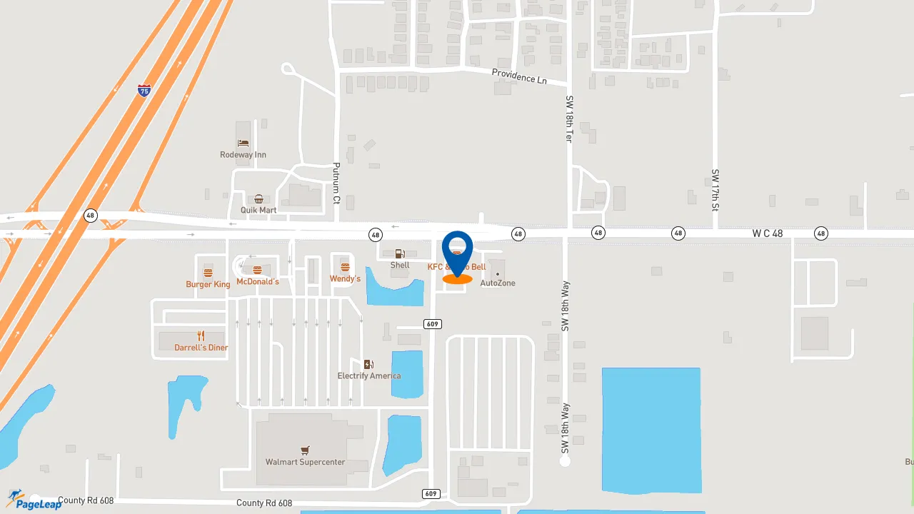 https://pageleap.com map showing location of Taco Bell in Bushnell.