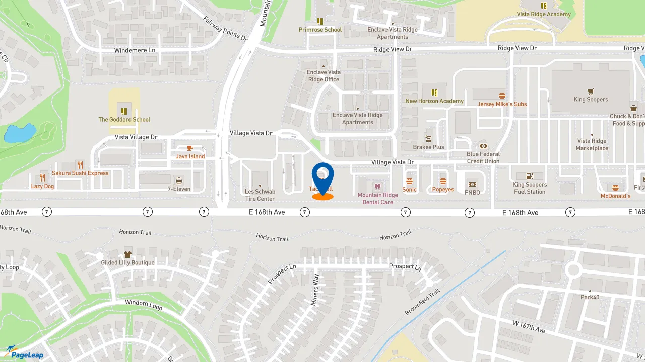 https://pageleap.com map showing location of Taco Bell in Erie.