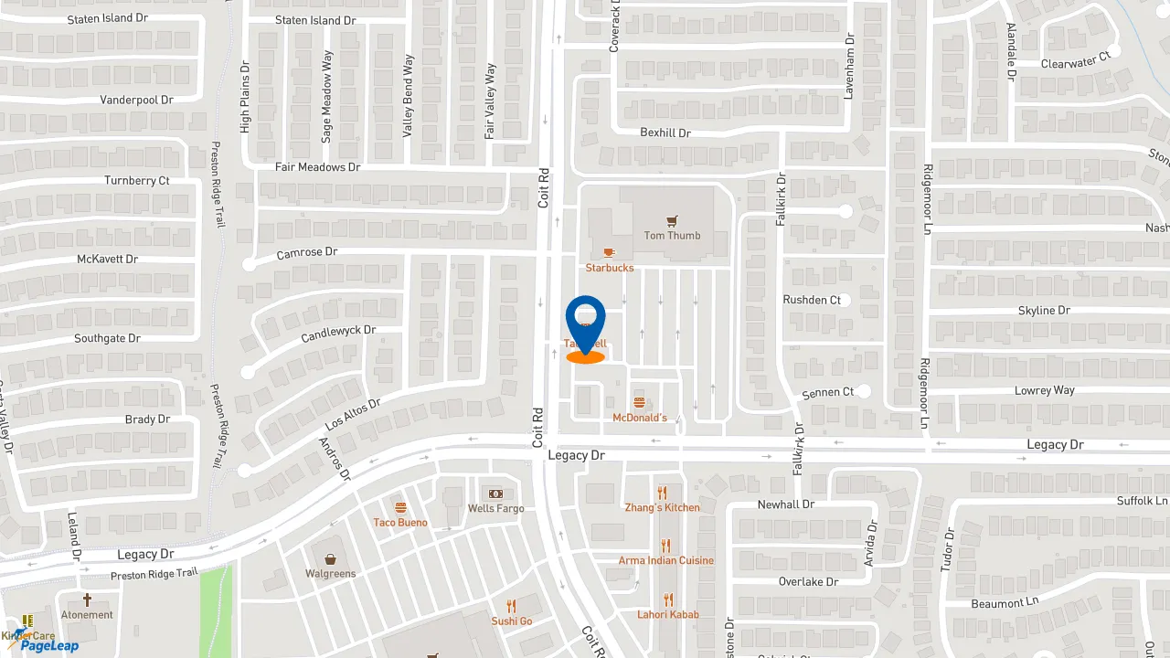 https://pageleap.com map showing location of Taco Bell in Plano.