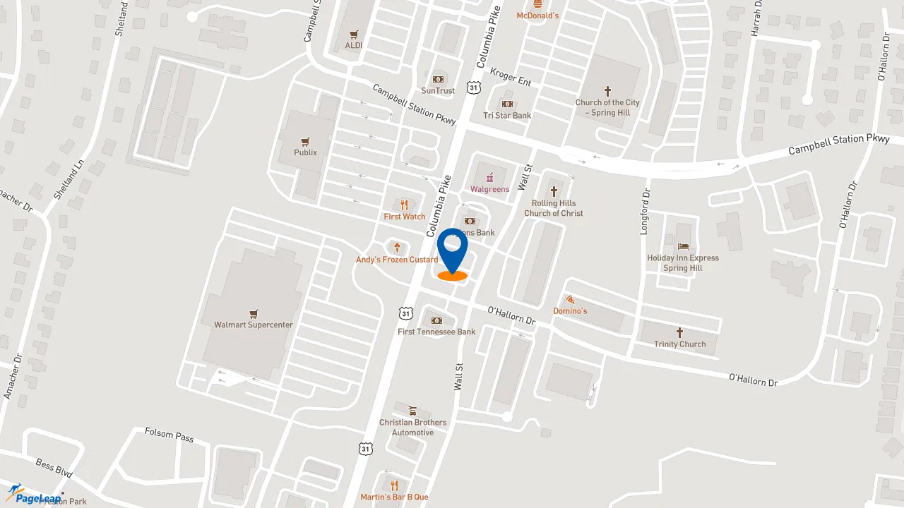 https://pageleap.com map showing location of Taco Bell in Spring Hill.