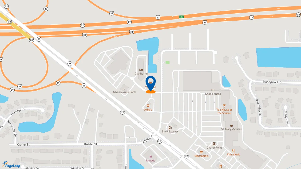 https://pageleap.com map showing location of Taco Bell in Saint Marys.
