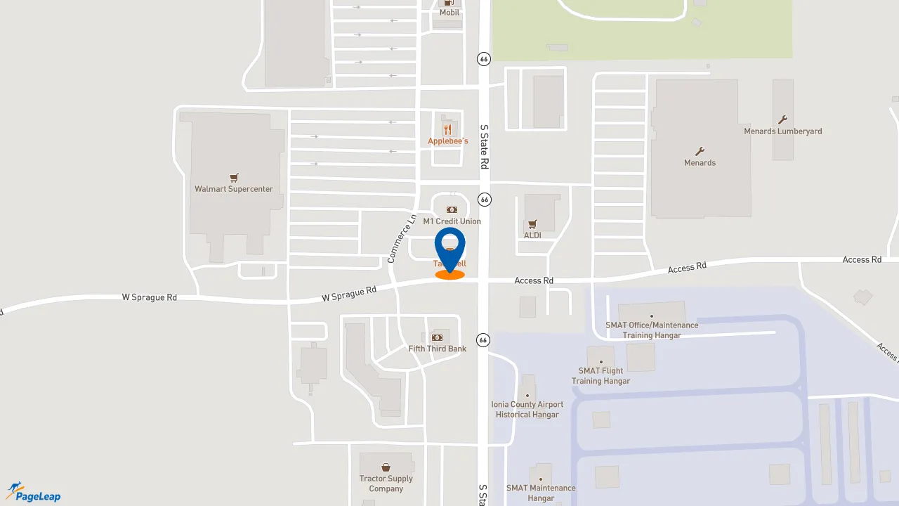 https://pageleap.com map showing location of Taco Bell in Ionia.