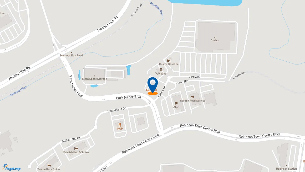 https://pageleap.com map showing location of Taco Bell in Pittsburgh.