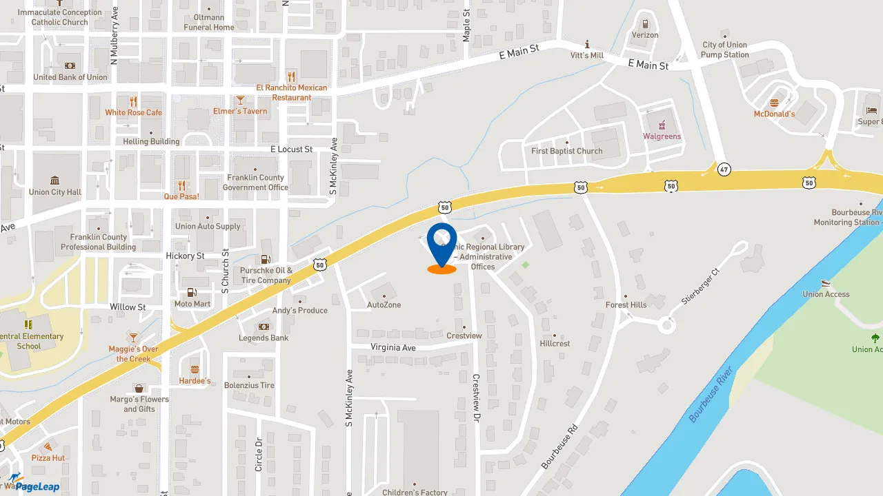 https://pageleap.com map showing location of Taco Bell in Union.