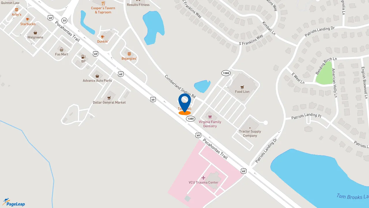 https://pageleap.com map showing location of Taco Bell in Quinton.