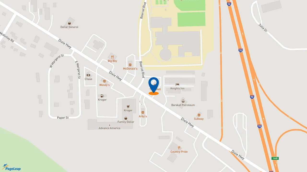 https://pageleap.com map showing location of Taco Bell in Bridgeport.