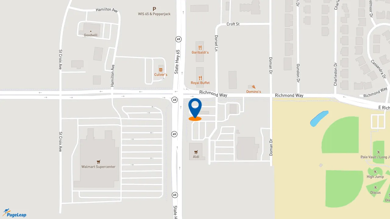 https://pageleap.com map showing location of Taco Bell in New Richmond.