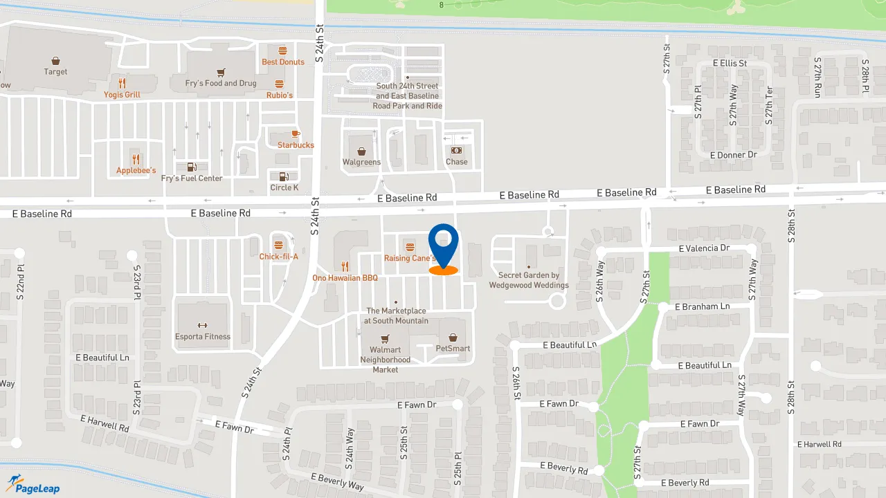 PageLeap.com map showing location of Taco Bell in Phoenix.