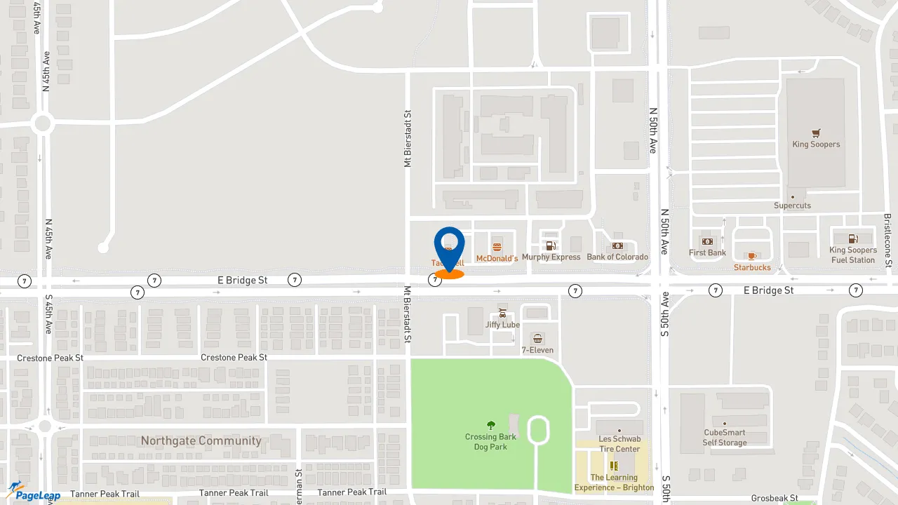 https://pageleap.com map showing location of Taco Bell in Brighton.