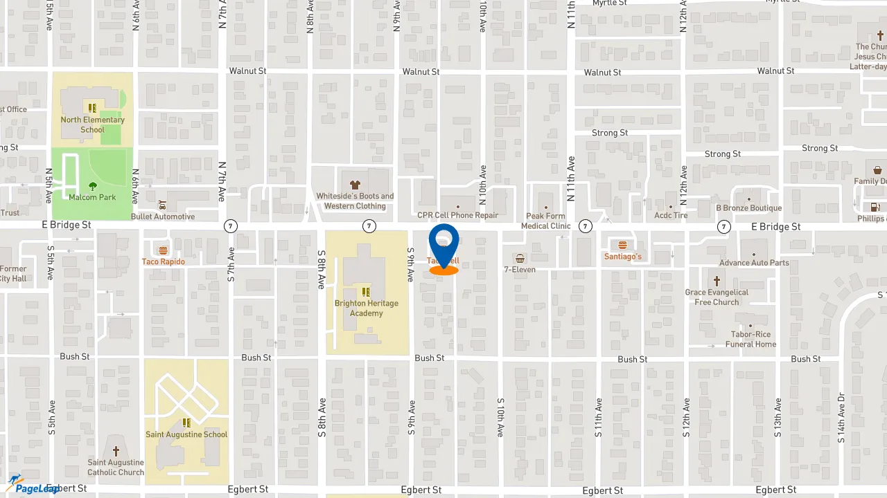 https://pageleap.com map showing location of Taco Bell in Brighton.