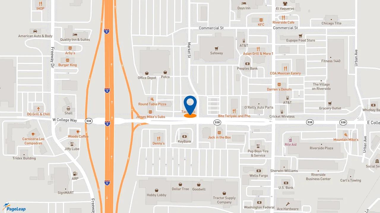 https://pageleap.com map showing location of Taco Bell in Mount Vernon.