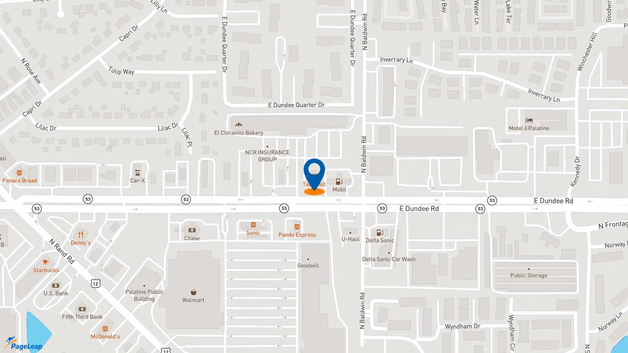 https://pageleap.com map showing location of Taco Bell in Palatine.