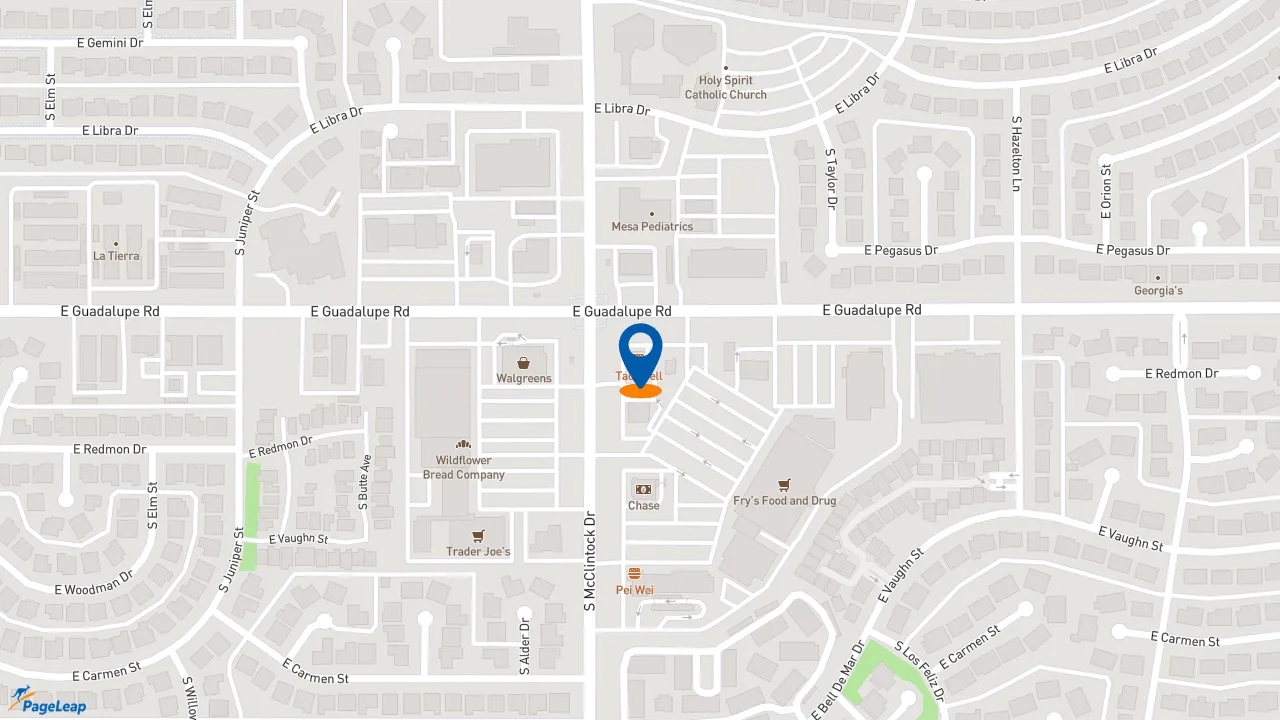 https://pageleap.com map showing location of Taco Bell in Tempe.