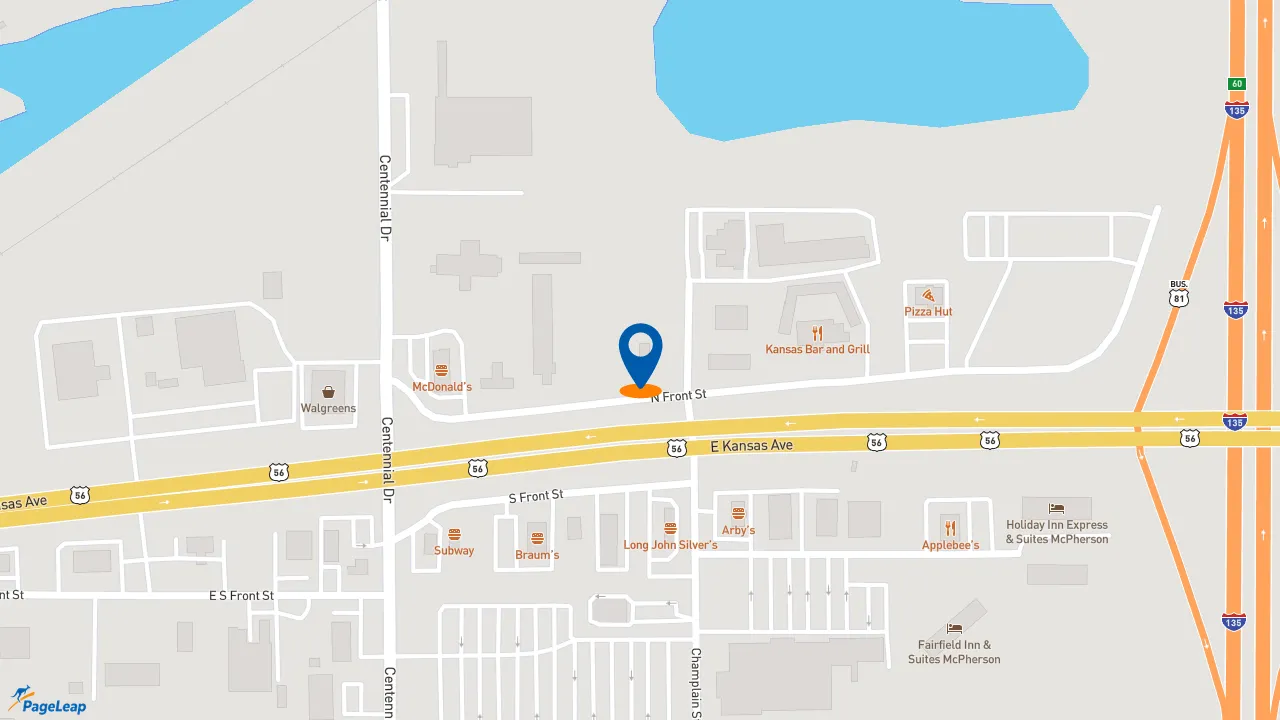 https://pageleap.com map showing location of Taco Bell in Mcpherson.