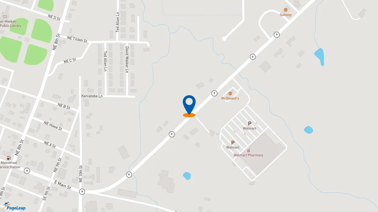 https://pageleap.com map showing location of Taco Bell in Stigler.