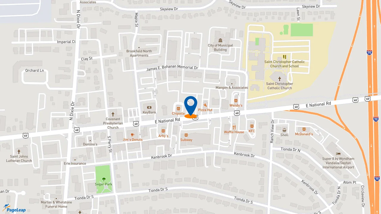https://pageleap.com map showing location of Taco Bell in Vandalia.