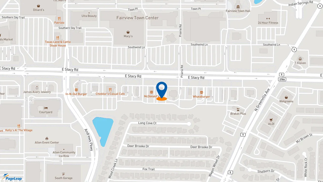 https://pageleap.com map showing location of Taco Bell in Allen.