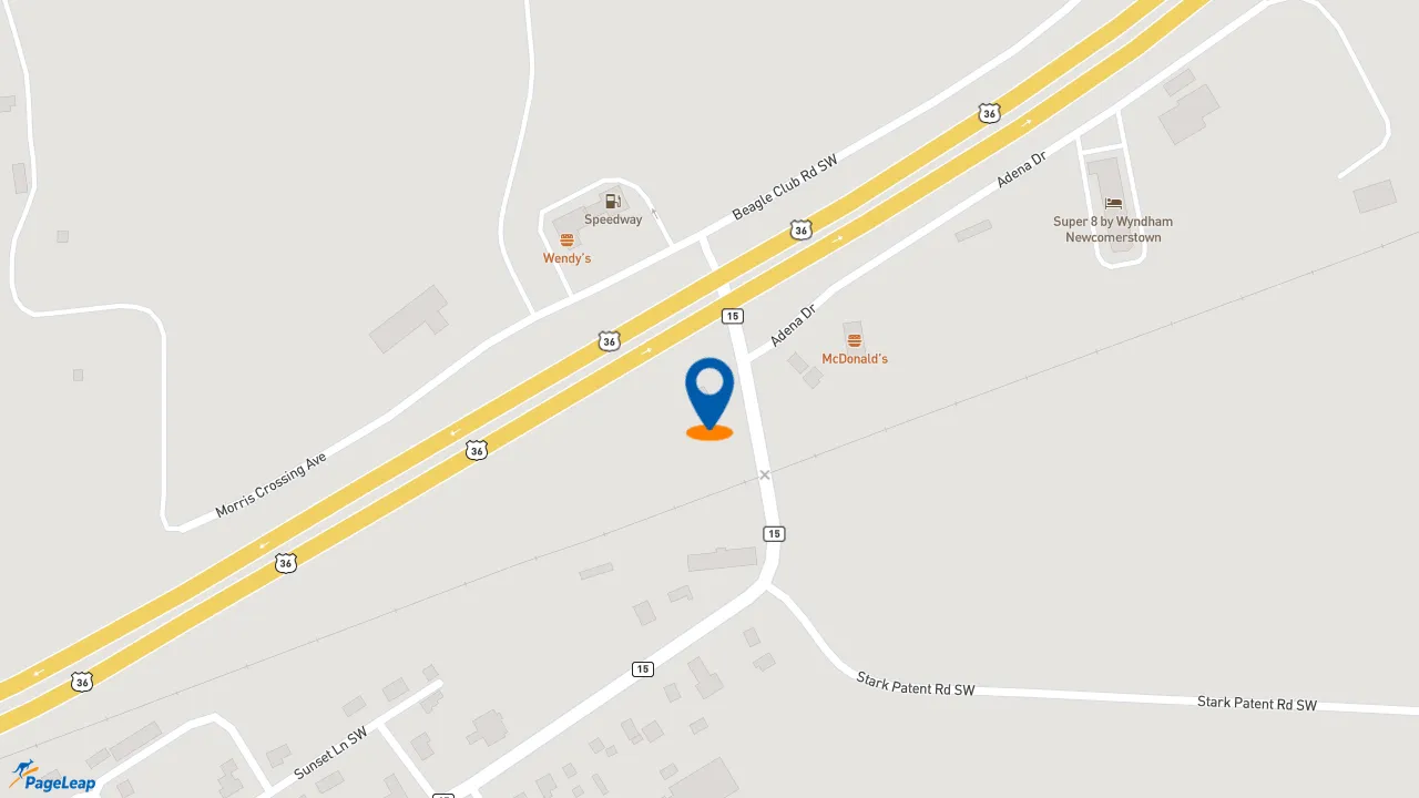 https://pageleap.com map showing location of Taco Bell in Newcomerstown.