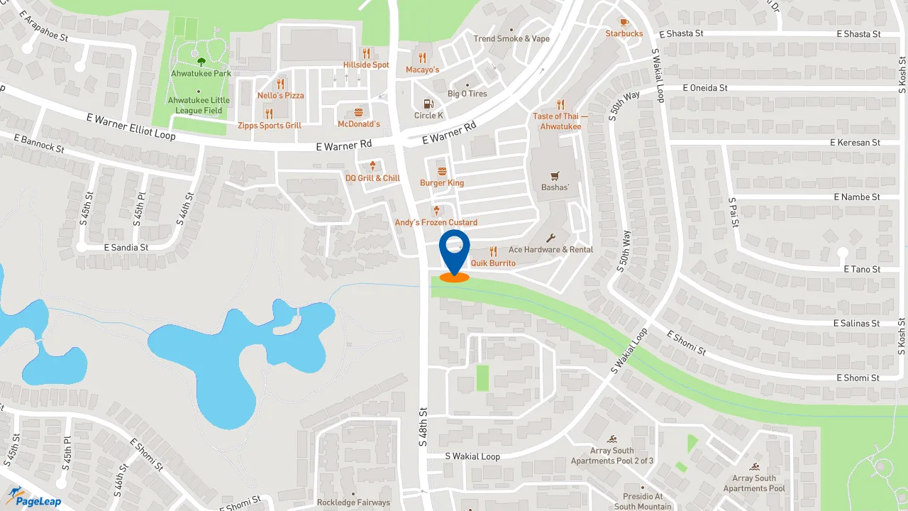 PageLeap.com map showing location of Taco Bell in Phoenix.