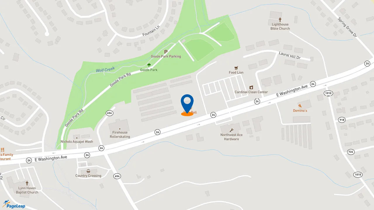https://pageleap.com map showing location of Taco Bell in Vinton.