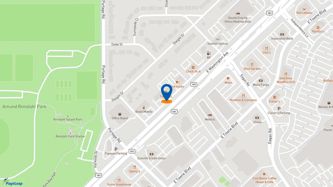 https://pageleap.com map showing location of Taco Bell in Madison.