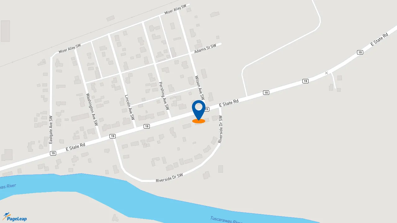 https://pageleap.com map showing location of Taco Bell in Newcomerstown.