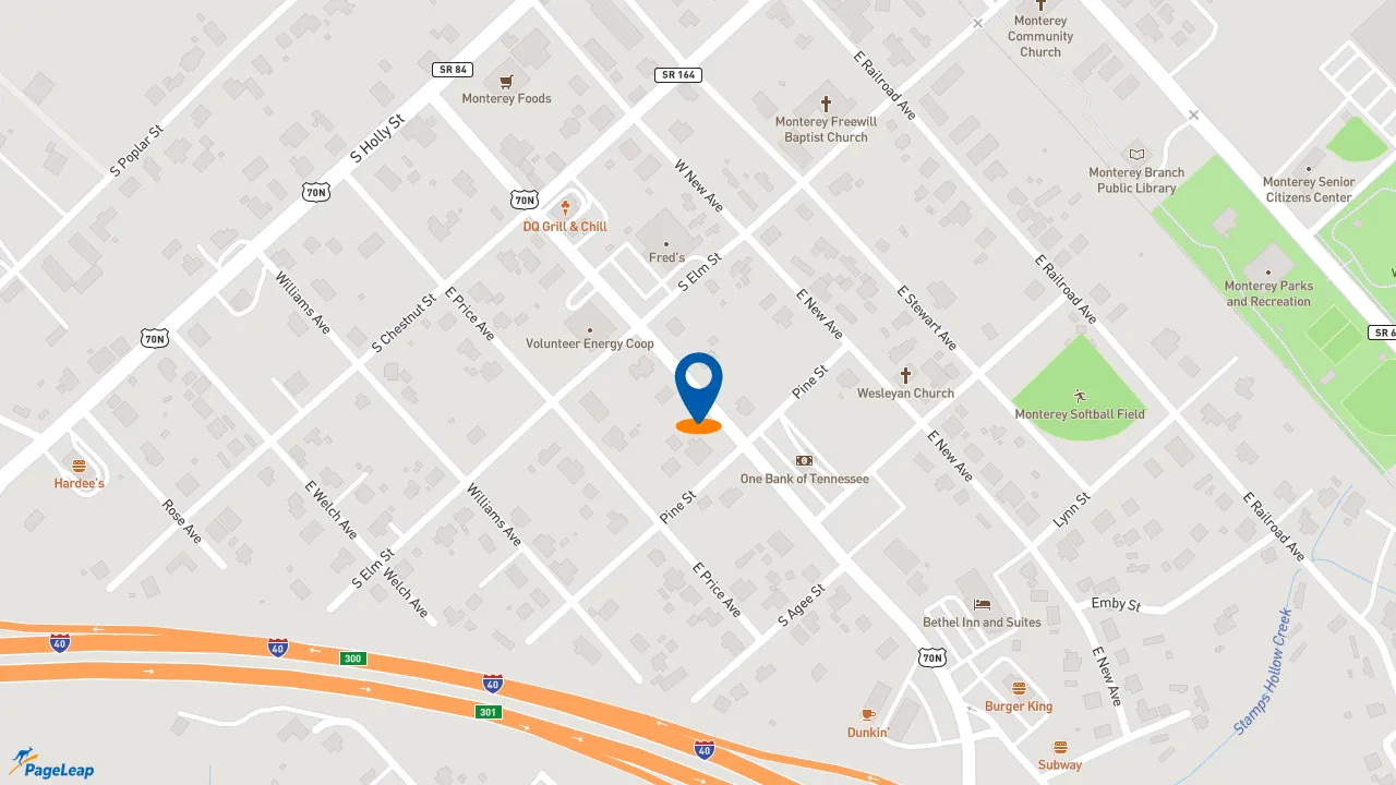 https://pageleap.com map showing location of Taco Bell in Monterey.