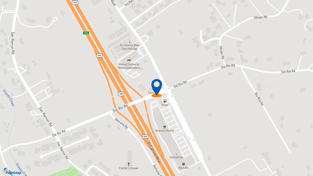 https://pageleap.com map showing location of Taco Bell in Atascadero.