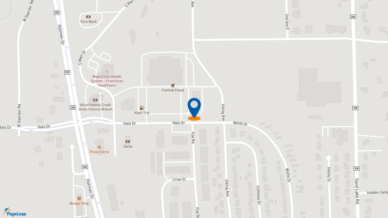 https://pageleap.com map showing location of Taco Bell in Holmen.