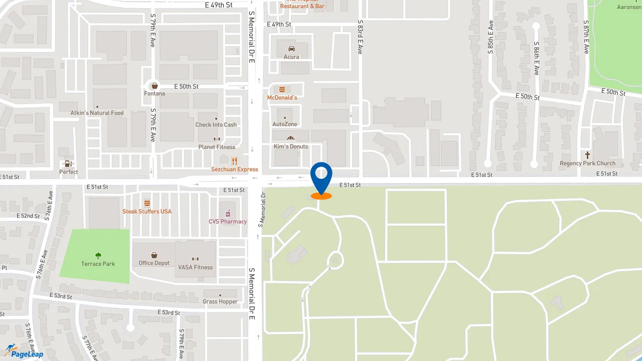 https://pageleap.com map showing location of Taco Bell in Tulsa.