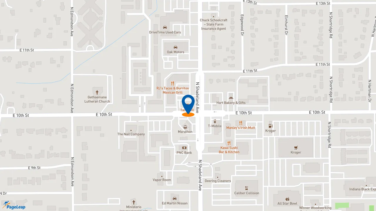 https://pageleap.com map showing location of Taco Bell in Indianapolis.