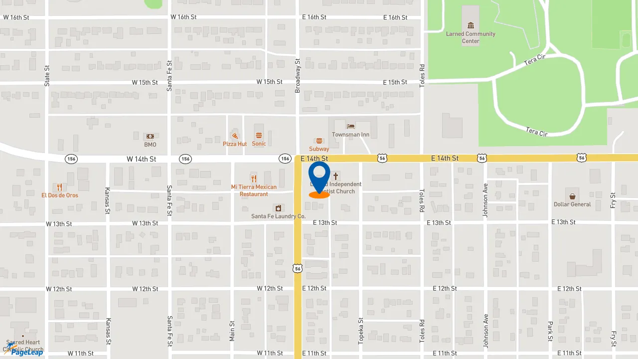 https://pageleap.com map showing location of Taco Bell in Larned.